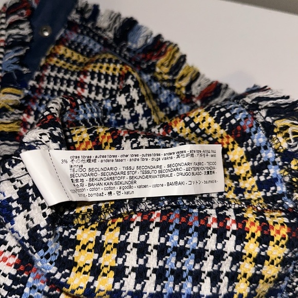 Zara Contrasting Tweed Mini Skirt Denim Snap Trim Closure 17” - Picture 7 of 7